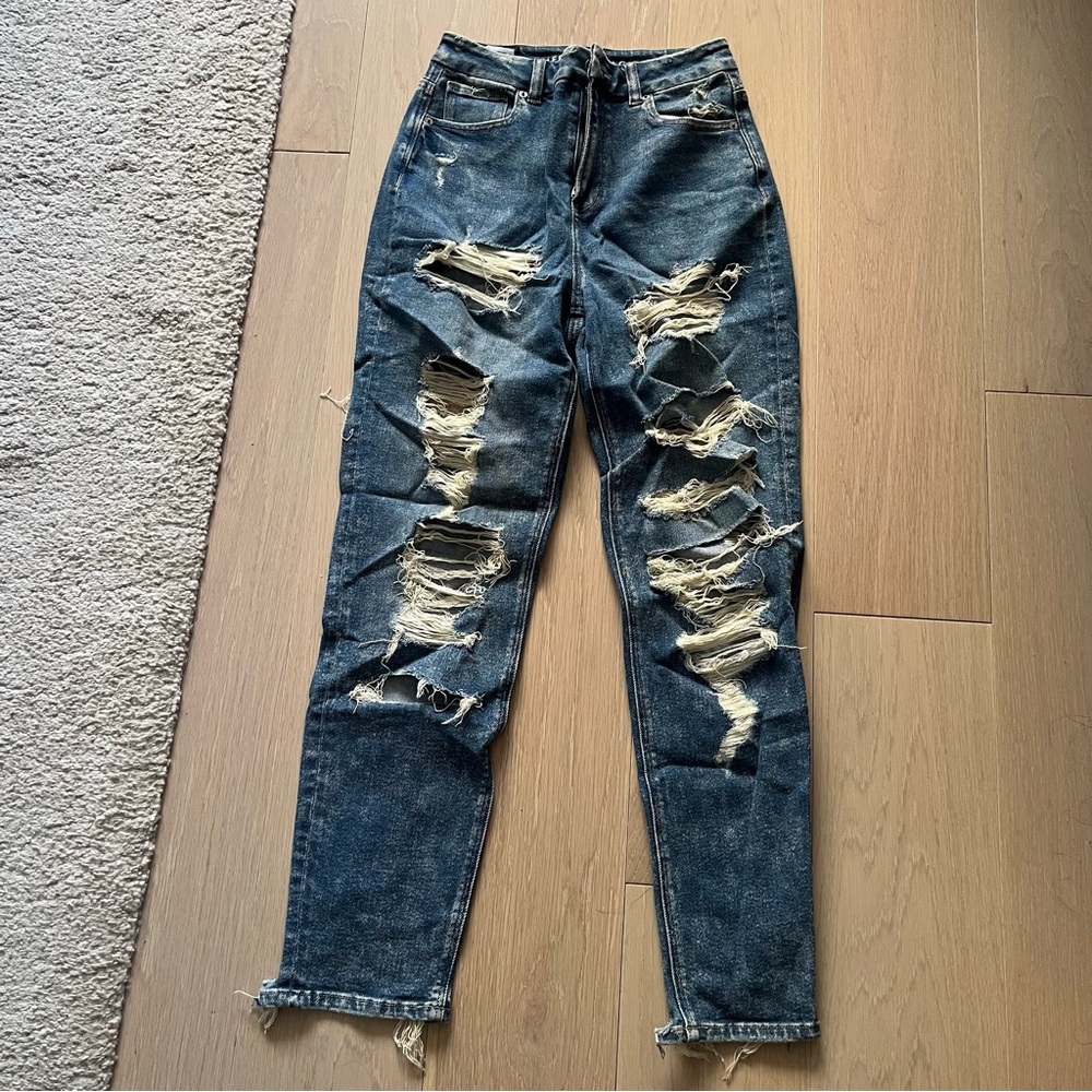 Distressed Blue Jeans